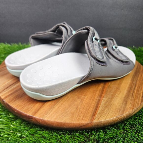 Vionic Sarah Sandals Womens 10 Gray Casual Orthotic Adjustable Sport Slides - Picture 2 of 11